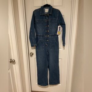 Brand New Celebrity Pink Denim Jumpsuit